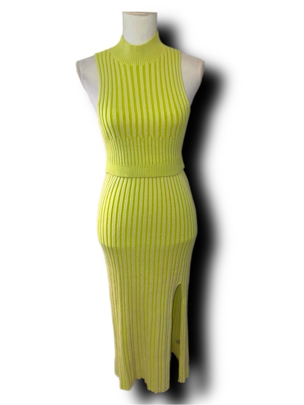 By Together Limelight Ribbed Tank & Midi Skirt Set Cotton Blend - Picture 4 of 7